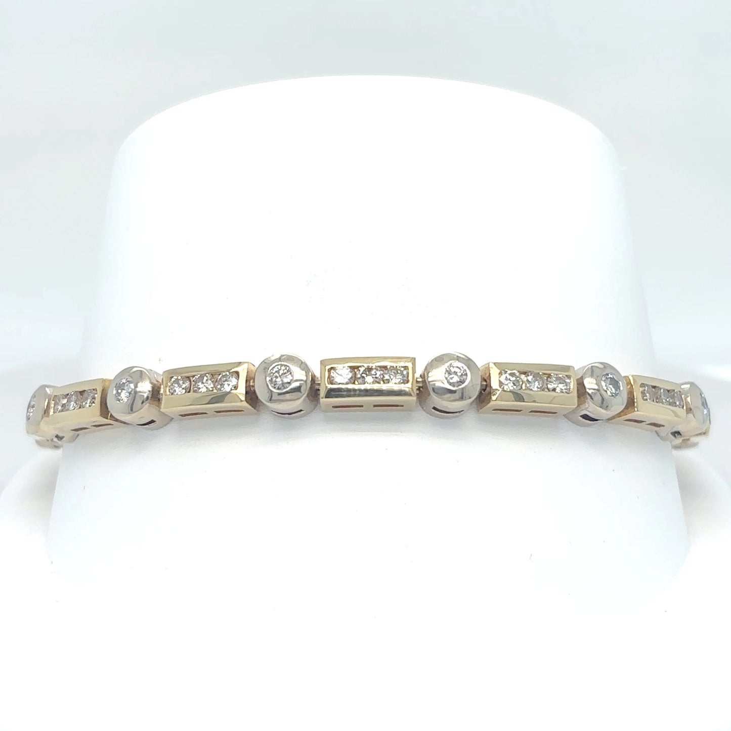 14KTT 7.5" 2.25CTW ROUND DIAMOND BRACELET SI/H-I 21.8G
