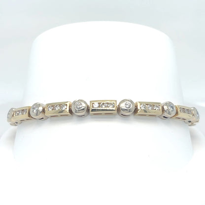 14KTT 7.5" 2.25CTW ROUND DIAMOND BRACELET SI/H-I 21.8G