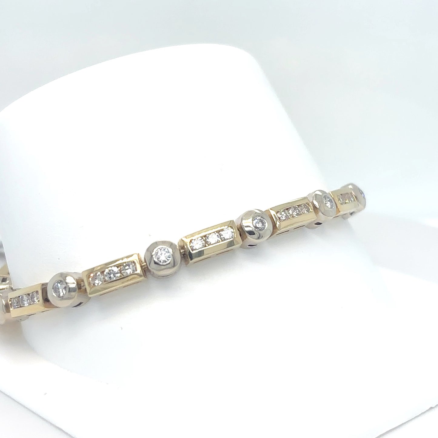 14KTT 7.5" 2.25CTW ROUND DIAMOND BRACELET SI/H-I 21.8G