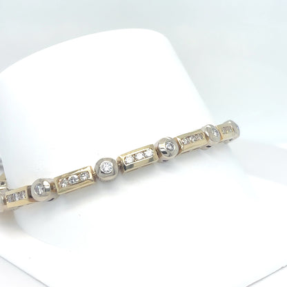14KTT 7.5" 2.25CTW ROUND DIAMOND BRACELET SI/H-I 21.8G