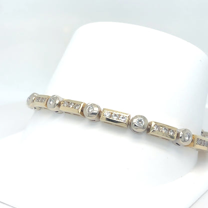 14KTT 7.5" 2.25CTW ROUND DIAMOND BRACELET SI/H-I 21.8G