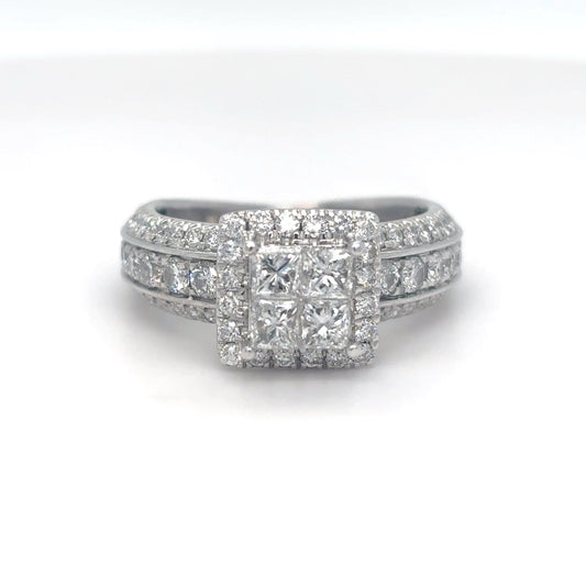 14KW 1.50CTW PRINCESS CUT-ROUND SQUARE HALO ENGAGEMENT RING SI1-2/H-I 6.7G-Fine Jewelry in Bradenton &amp; Lakewood Ranch, Fl. | Michael &amp; Co. Jewelers