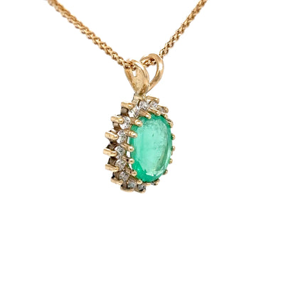 14KY 1.94CTW EMERALD-DIAMOND HALO PENDANT "AA" VS/F-G