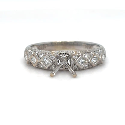 18KW 0.38CTW PRINCESS-ROUND DIAMOND SEMI-MOUNT SI/H-I 4.0G