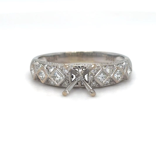 18KW 0.38CTW PRINCESS-ROUND DIAMOND SEMI-MOUNT SI/H-I 4.0G-Fine Jewelry in Bradenton &amp; Lakewood Ranch, Fl. | Michael &amp; Co. Jewelers