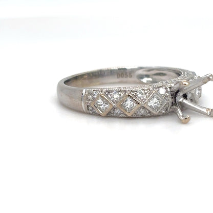 18KW 0.38CTW PRINCESS-ROUND DIAMOND SEMI-MOUNT SI/H-I 4.0G