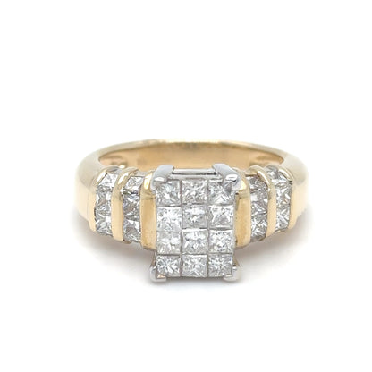 14TT 1.65CTW INVISIBLE SET PRINCESS CUT DIAMOND RING SI/G-H 7.0G