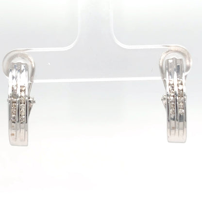 14KW 0.25CTW DOUBLE ROW DIAMOND HOOP EARRINGS I1/H-I 5.4G