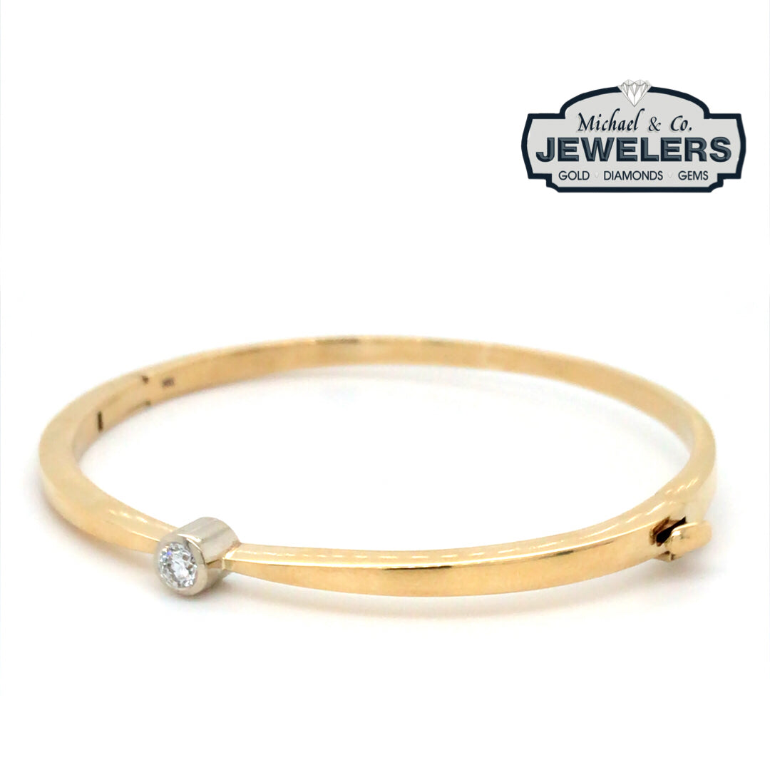 14KY BANGLE BRACELET I1/G-H 17.0G