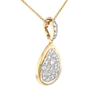 14KY 0.75CTW PEAR SHAPED PAVE DIAMOND PENDANT SI2-I1/G-H 4.0G
