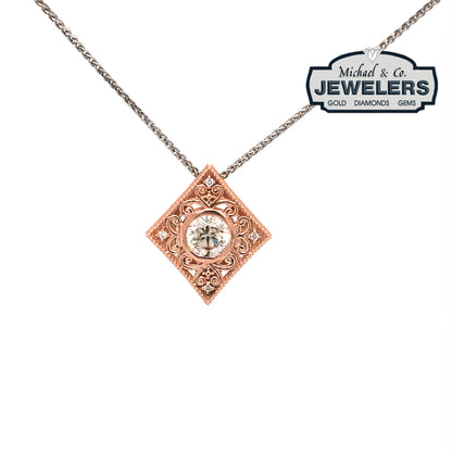 14KR 0.83CTW ANTIQUE FILIGREE PENDANT SI2/M-N