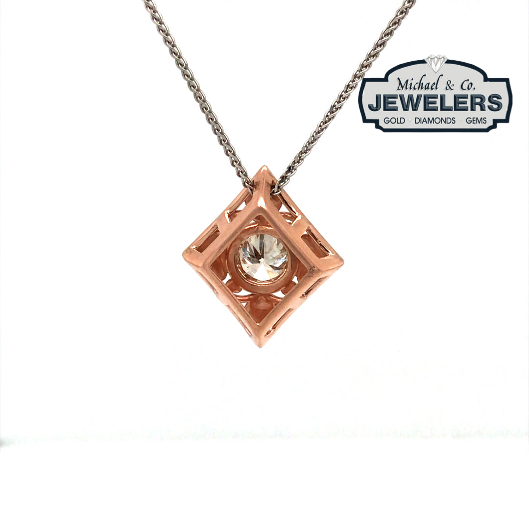 14KR 0.83CTW ANTIQUE FILIGREE PENDANT SI2/M-N
