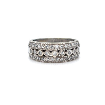 14KW 0.50CTW ANTIQUE MULTI-ROW DIAMOND BAND I1/H-I 7.8G