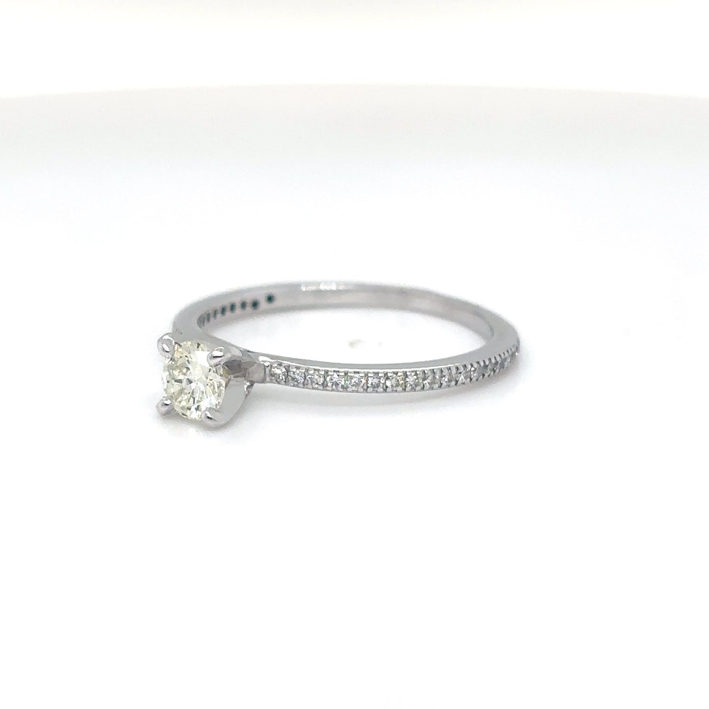 18KW 0.48CTW ROUND DIAMOND ENGAGEMENT RING SI1/I-J 1.7G