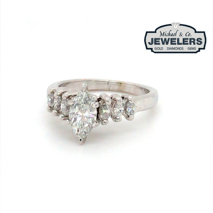 14KW 1.00CTW MARQUISE DIAMOND ENGAGEMENT RING I1/I-J