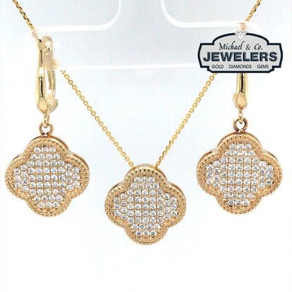 14KY 0.53CTW PAVE DIAMOND CLOVER PENDANT VS2/F-G 2.4G