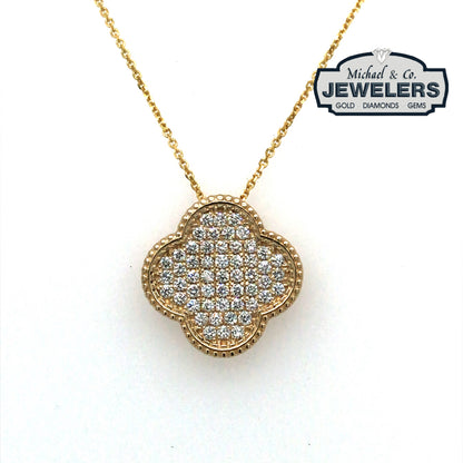 14KY 0.53CTW PAVE DIAMOND CLOVER PENDANT VS2/F-G 2.4G