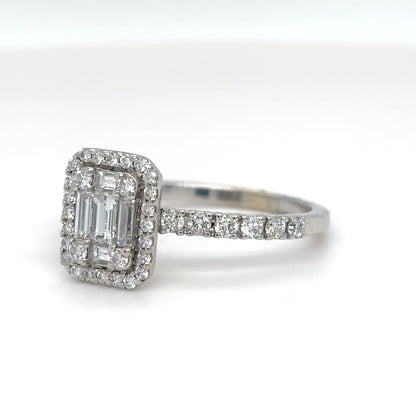 14KW 1.00CTW BAGUETTE-ROUND DIAMOND ENGAGEMENT RING VS/G 2.7G