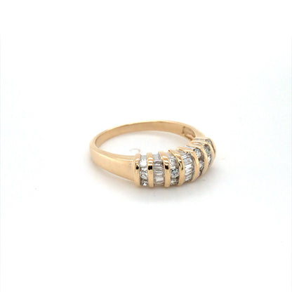 14KY 0.75CTW BAGUETTE-ROUND DIAMOND BAND SI/G-H 3.5G