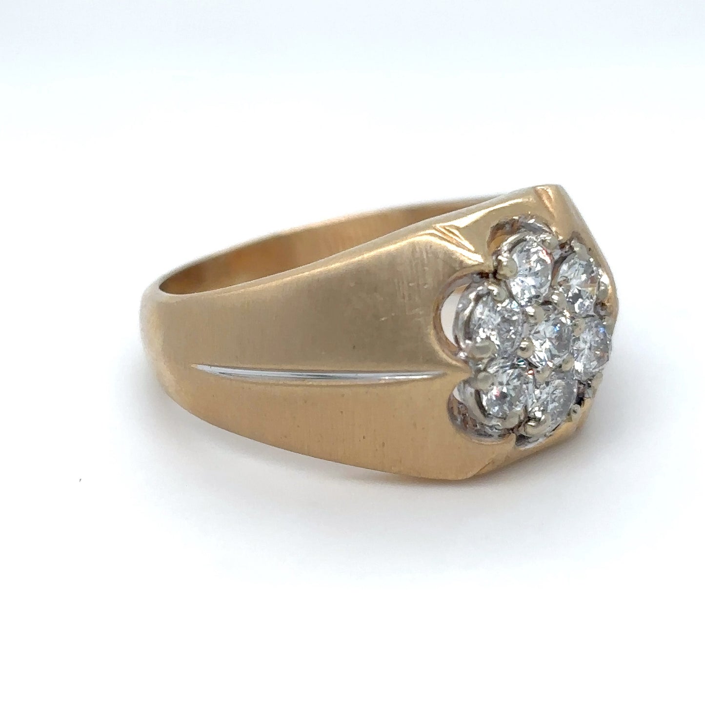 14KY 7-DIAMOND CLUSTER RING SI/G-H 7.8G
