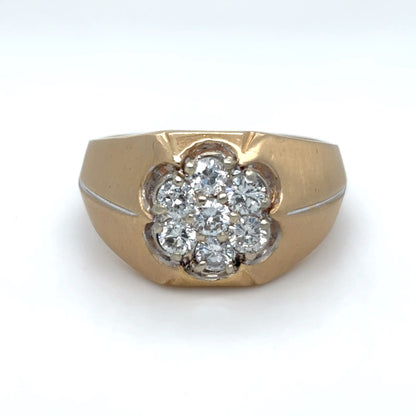 14KY 7-DIAMOND CLUSTER RING SI/G-H 7.8G