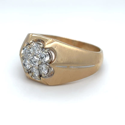 14KY 7-DIAMOND CLUSTER RING SI/G-H 7.8G