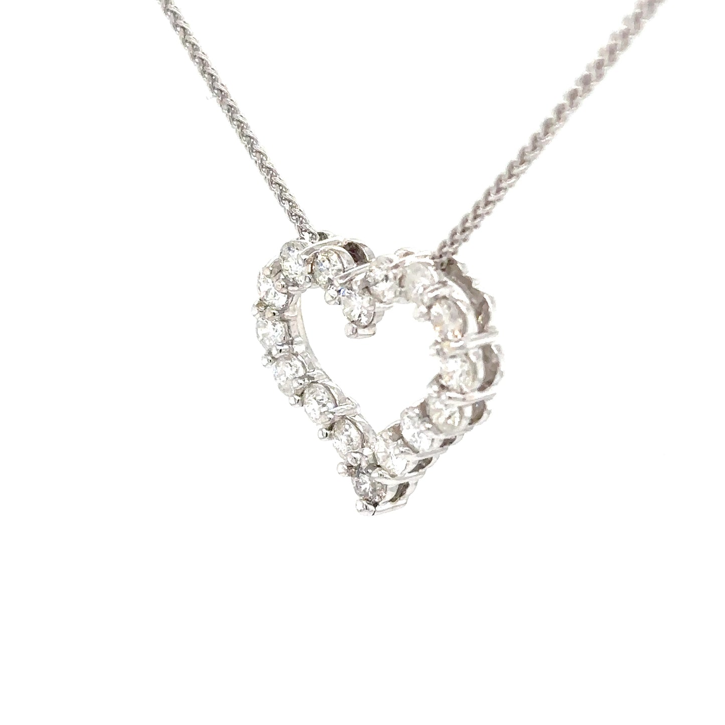 14KW 1.00CTW DIAMOND HEART PENDANT I1/H-I 1.6G