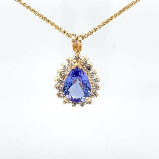 14KY 1.60CTW TANZANITE-DIAMOND HALO PENDANT "A" SI2/H 2.8G-Fine Jewelry in Bradenton &amp; Lakewood Ranch, Fl. | Michael &amp; Co. Jewelers