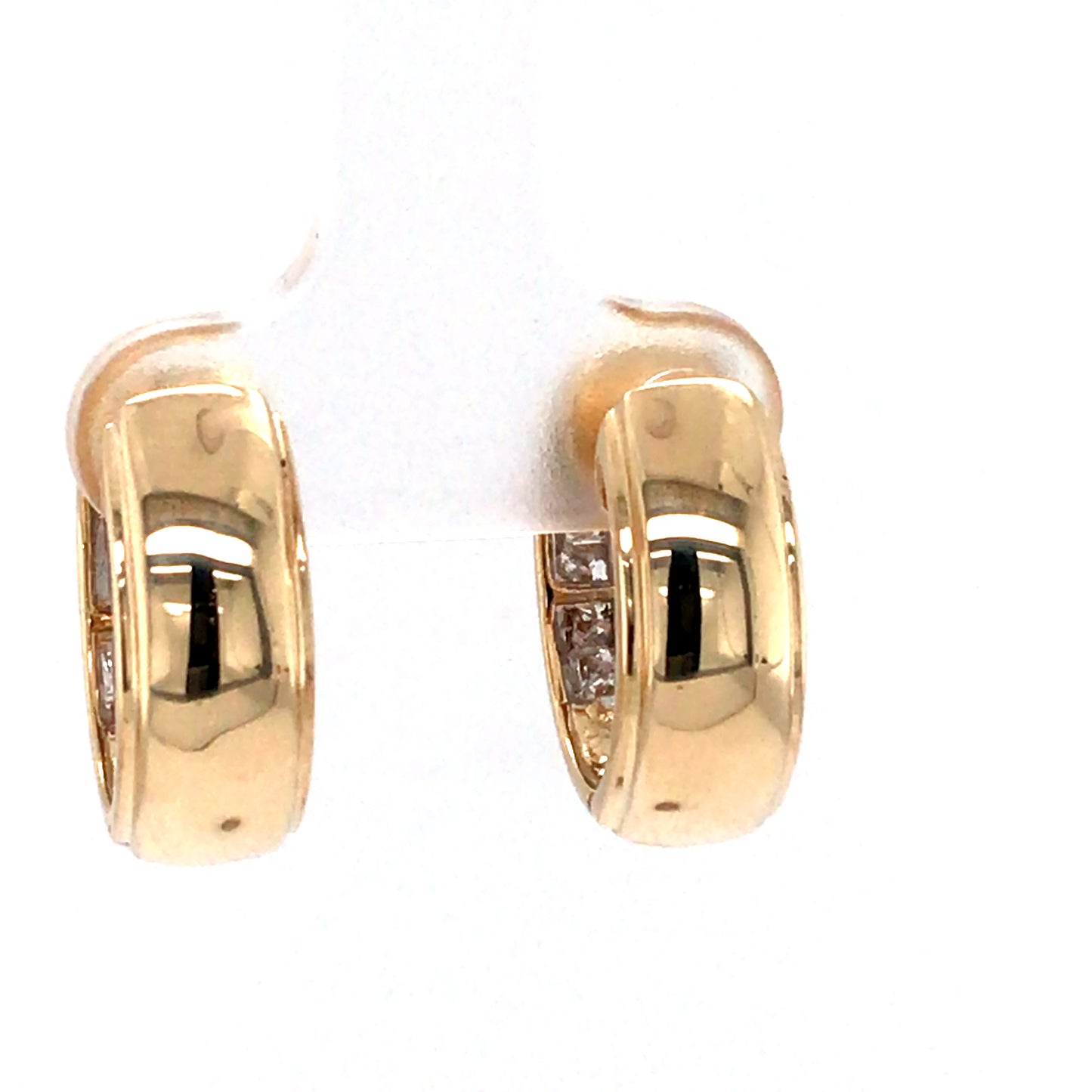 14KY 18MM 1.00CTW INVISIBLE SET PRINCESS CUT DIAMOND HOOP EARRINGS SI/G-H 8.5G