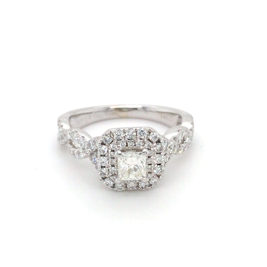 VERA WANG 14KW 1.00CTW PRINCESS CUT DIAMOND HALO ENGAGEMENT RING VS2-SI1/G-H 4.0G-Fine Jewelry in Bradenton &amp; Lakewood Ranch, Fl. | Michael &amp; Co. Jewelers