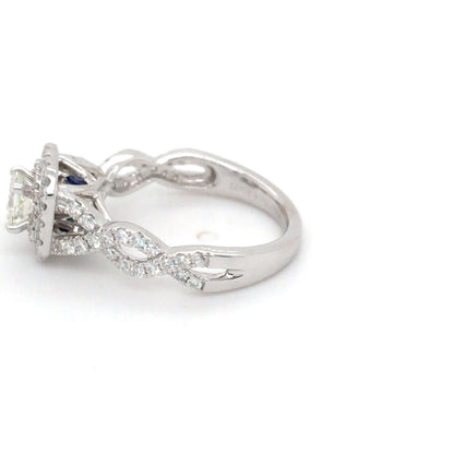 VERA WANG 14KW 1.00CTW PRINCESS CUT DIAMOND HALO ENGAGEMENT RING VS2-SI1/G-H 4.0G