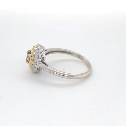 14KW 0.55CTW FANCY BROWNISH/YELLOW-YELLOW-WHITE DIAMOND HALO RING VS 2.6G