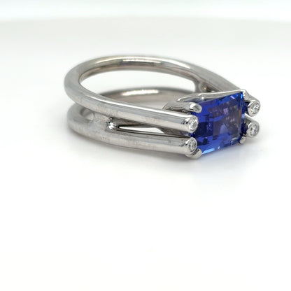 14KW 2.98CTW TANZANITE-DIAMOND RING "AAA" VS/F-G 9.3G