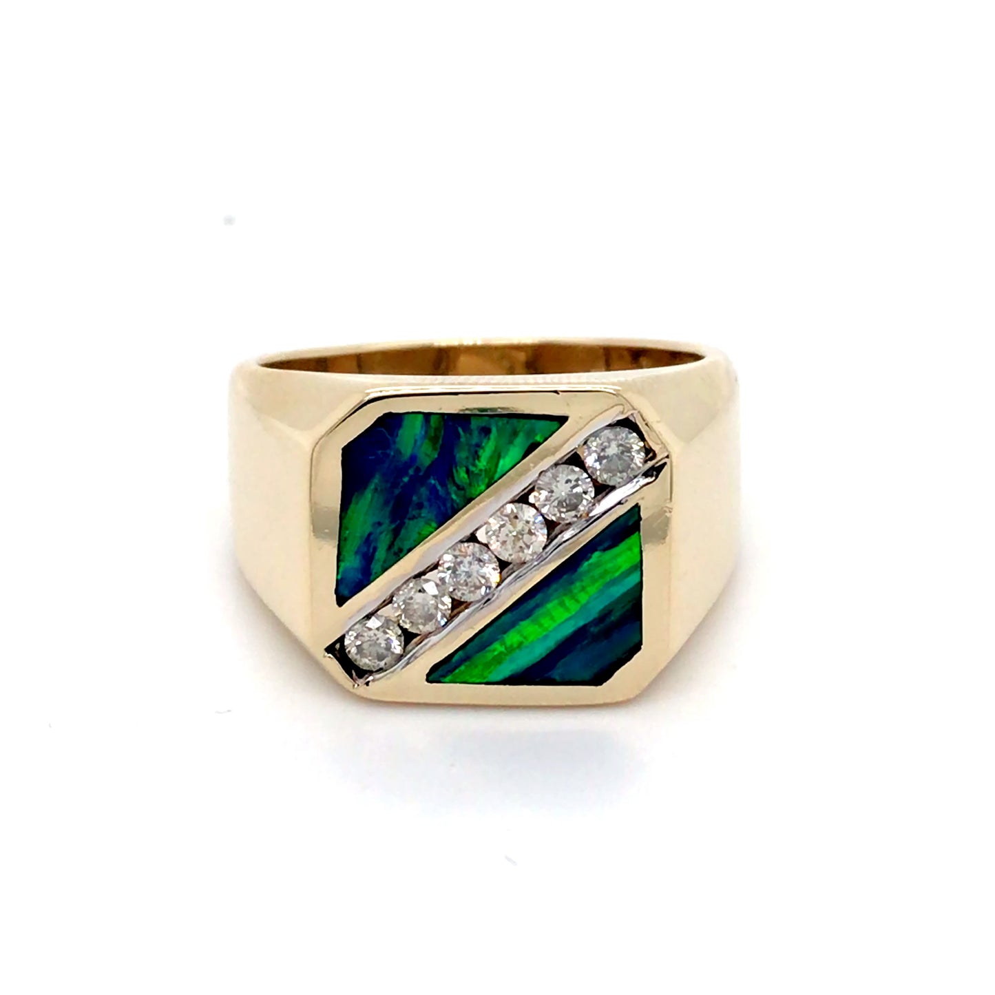 14KY INLAID OPAL-0.30CTW DIAMOND RING 14.9G