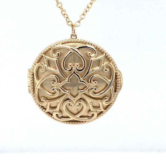 GABRIEL & CO. 14KY 28" ROUND 26MM LOCKET 15.0G-Fine Jewelry in Bradenton &amp; Lakewood Ranch, Fl. | Michael &amp; Co. Jewelers