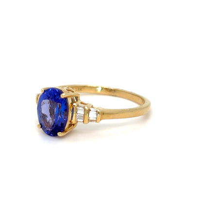 18KY 1.75CTW TANZANITE-DIAMOND RING "AAA" SI/G-H 3.0G