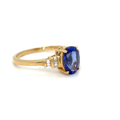 18KY 1.75CTW TANZANITE-DIAMOND RING "AAA" SI/G-H 3.0G