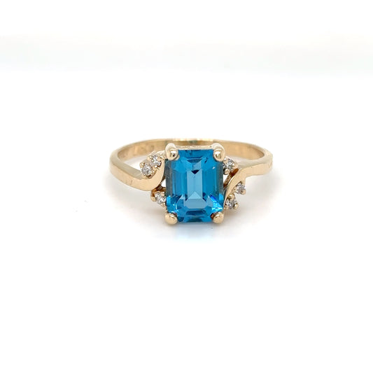 14KY 8X6MM SKY BLUE TOPAZ-0.06CTW DIAMOND RING 2.8G-Fine Jewelry in Bradenton &amp; Lakewood Ranch, Fl. | Michael &amp; Co. Jewelers