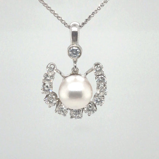 14KW 8.5MM PEARL-1.00CTW DIAMOND PENDANT "AA" VS/F-G 3.5G-Fine Jewelry in Bradenton &amp; Lakewood Ranch, Fl. | Michael &amp; Co. Jewelers