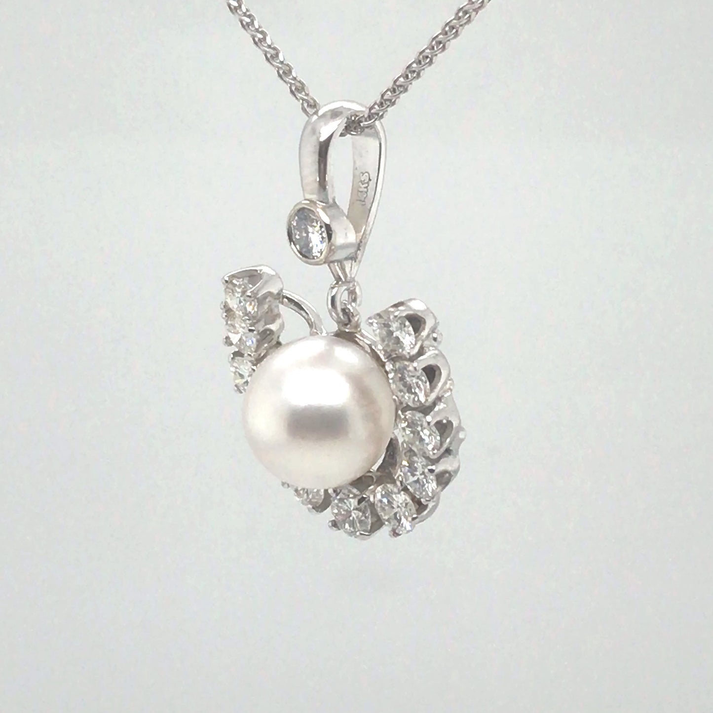 14KW 8.5MM PEARL-1.00CTW DIAMOND PENDANT "AA" VS/F-G 3.5G