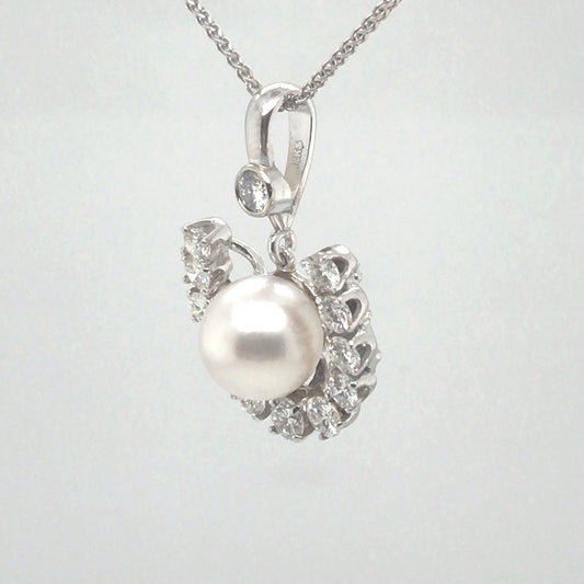 14KW 8.5MM PEARL-1.00CTW DIAMOND PENDANT "AA" VS/F-G 3.5G-Fine Jewelry in Bradenton &amp; Lakewood Ranch, Fl. | Michael &amp; Co. Jewelers