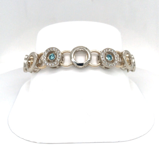 14KW 7.5" 2.20CTW IRRADIATED BLUE-WHITE DIAMOND CIRCLE BRACELET VS/G-H 29.4G-Fine Jewelry in Bradenton &amp; Lakewood Ranch, Fl. | Michael &amp; Co. Jewelers
