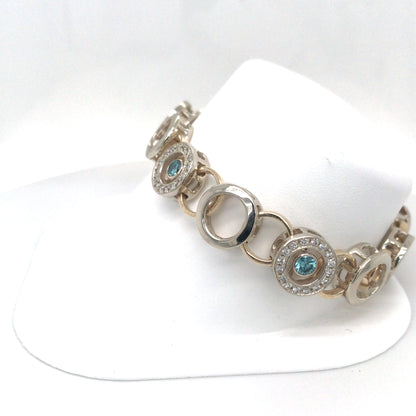 14KW 7.5" 2.20CTW IRRADIATED BLUE-WHITE DIAMOND CIRCLE BRACELET VS/G-H 29.4G