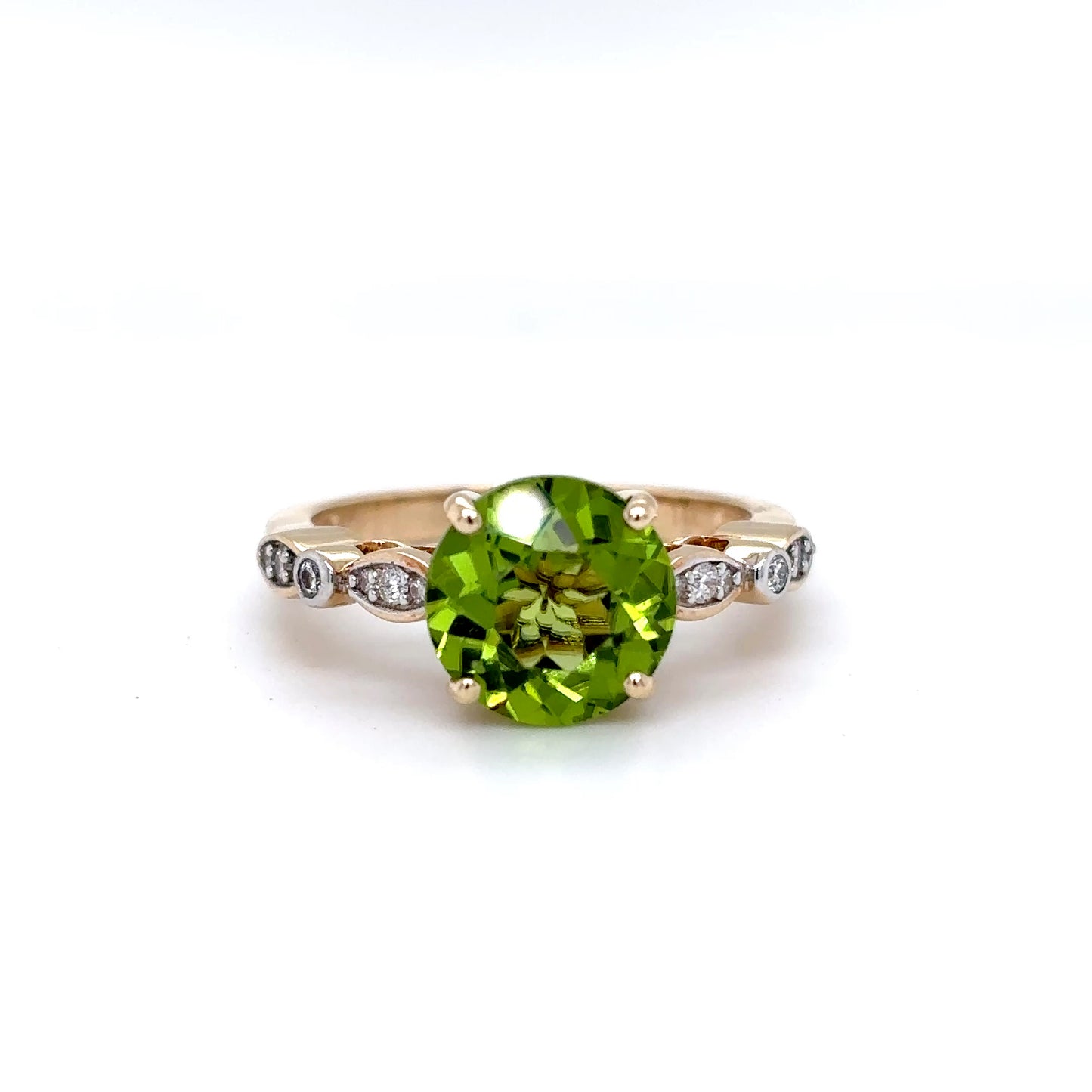 14KY 3.05CTW PERIDOT-DIAMOND RING VS/F-G 4.0G