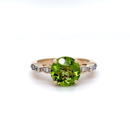 14KY 3.05CTW PERIDOT-DIAMOND RING VS/F-G 4.0G