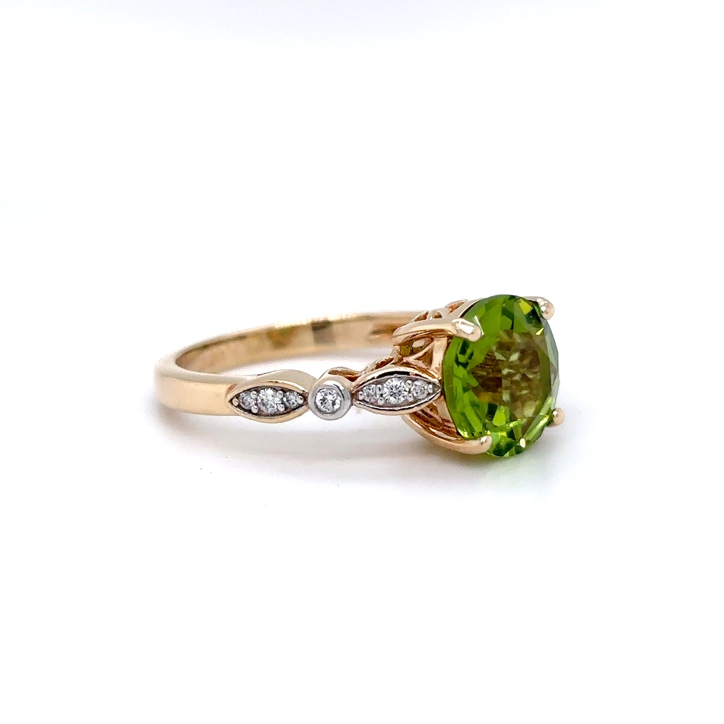 14KY 3.05CTW PERIDOT-DIAMOND RING VS/F-G 4.0G