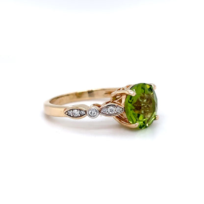 14KY 3.05CTW PERIDOT-DIAMOND RING VS/F-G 4.0G