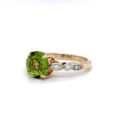 14KY 3.05CTW PERIDOT-DIAMOND RING VS/F-G 4.0G