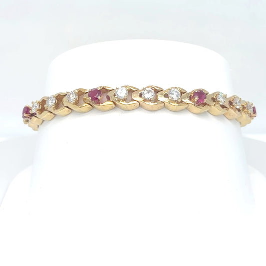 14KY 7.5" 3.70CTW RUBY-DIAMOND BRACELET "AAA" SI1/G-H 18.7G-Fine Jewelry in Bradenton &amp; Lakewood Ranch, Fl. | Michael &amp; Co. Jewelers