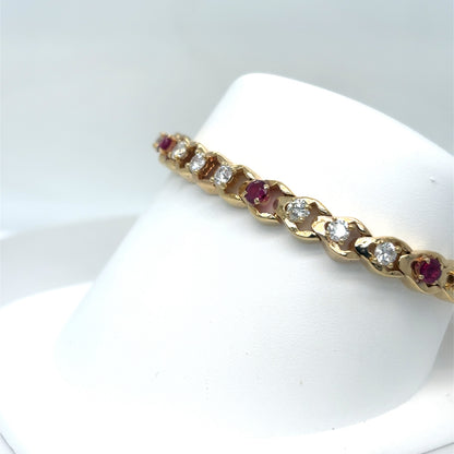 14KY 7.5" 3.70CTW RUBY-DIAMOND BRACELET "AAA" SI1/G-H 18.7G